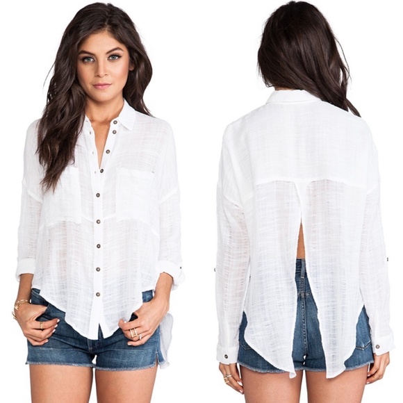 Free People Tops - Free People Shibori Siren White Split Back Top